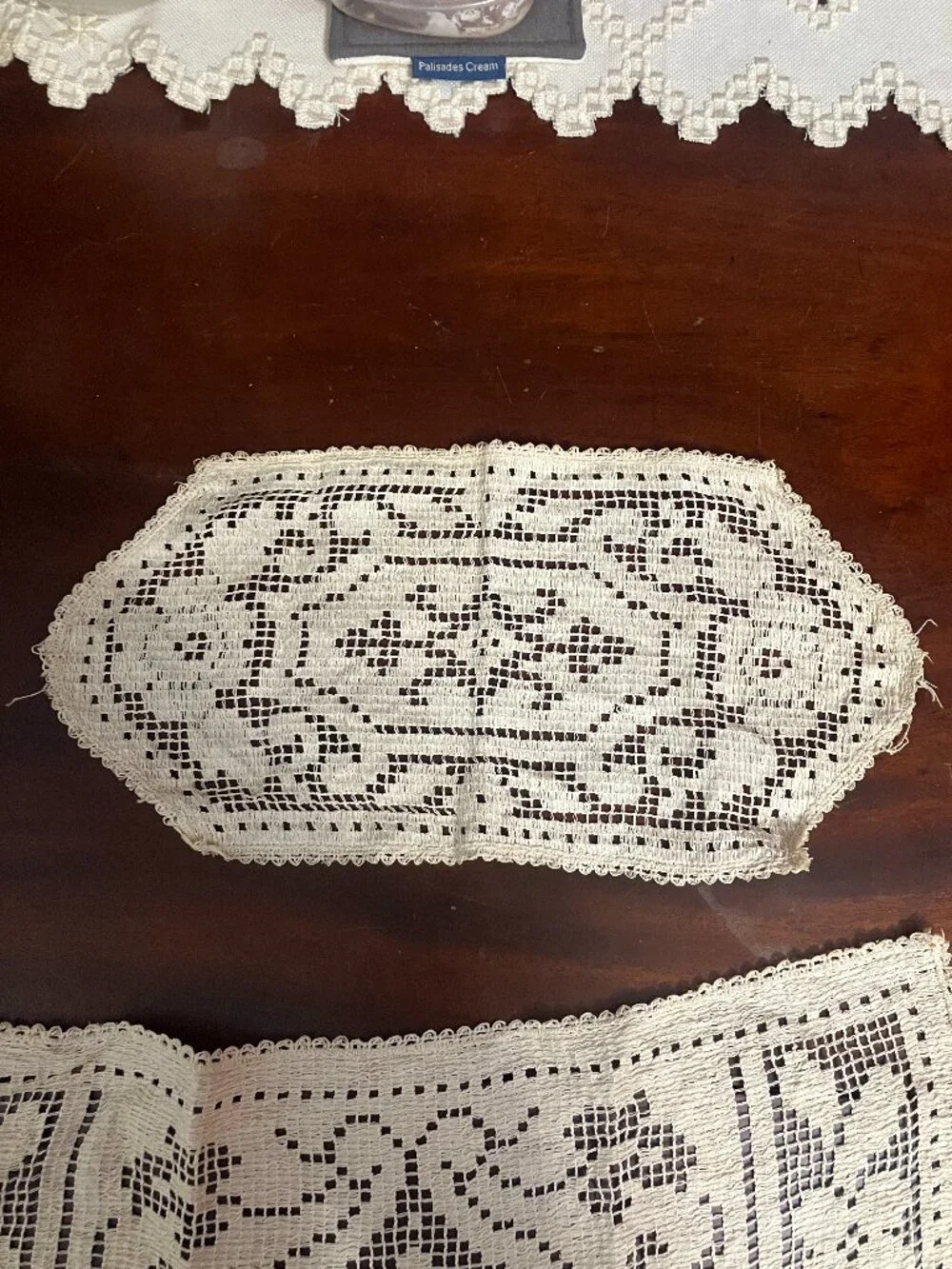 Set of 2 Vintage Filet Crochet Floral Lace Doilies